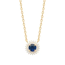 Maison de la Bijouterie Collier femme plaqué or oxyde et pierre bleue UW3UVZ45 | Femme Collier Et Pendentif
