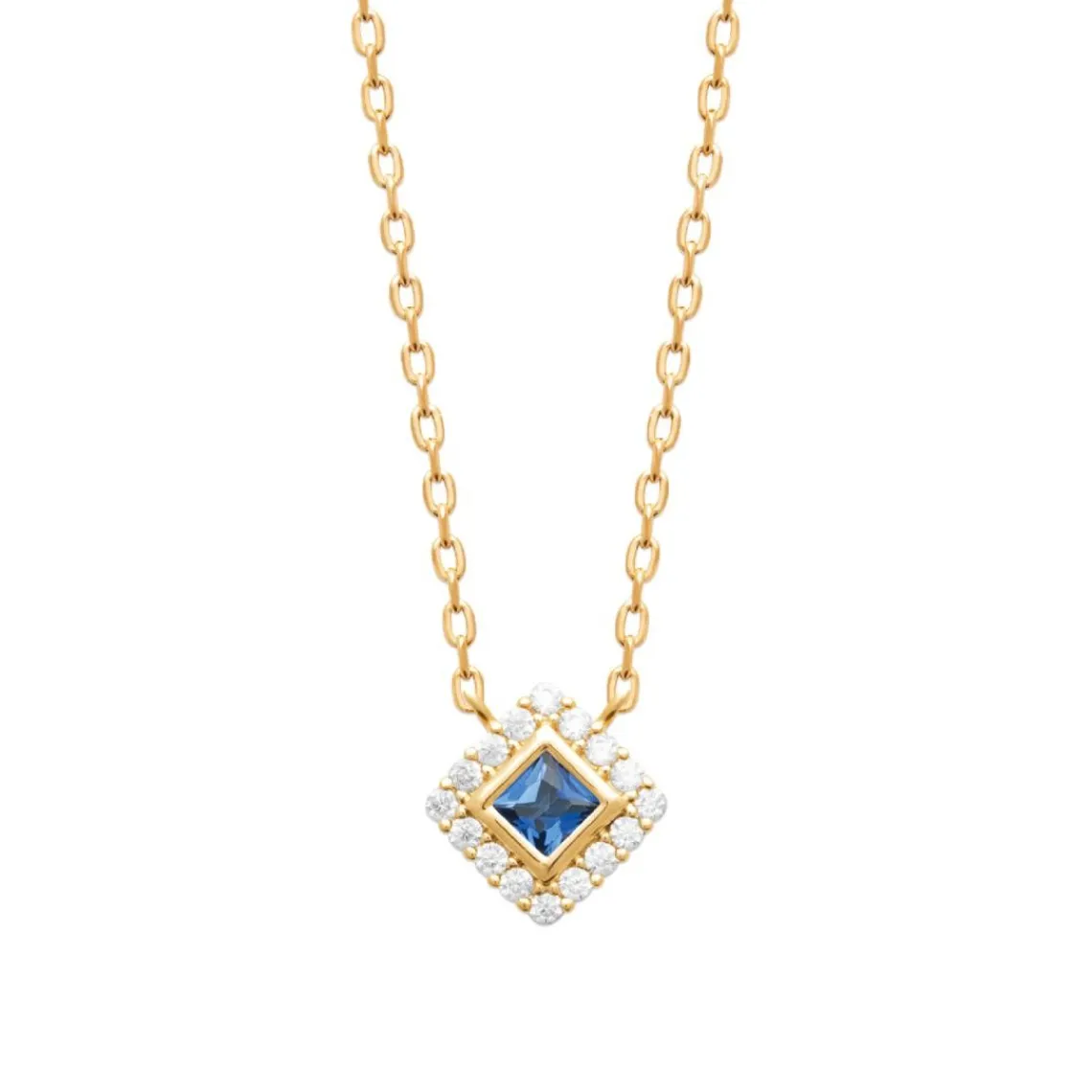 Maison de la Bijouterie Collier femme plaqué or oxydes et pierre bleue UW3UV545 | Femme Collier Et Pendentif
