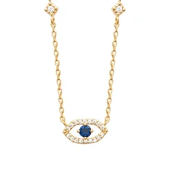 Maison de la Bijouterie Collier femme plaqué or pendentif œil pierre bleue UW3U5V45 | Femme Collier Et Pendentif