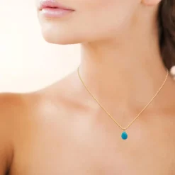 Maison de la Bijouterie Collier femme plaqué or pendentif apatite UW40Y045 | Femme Collier Et Pendentif