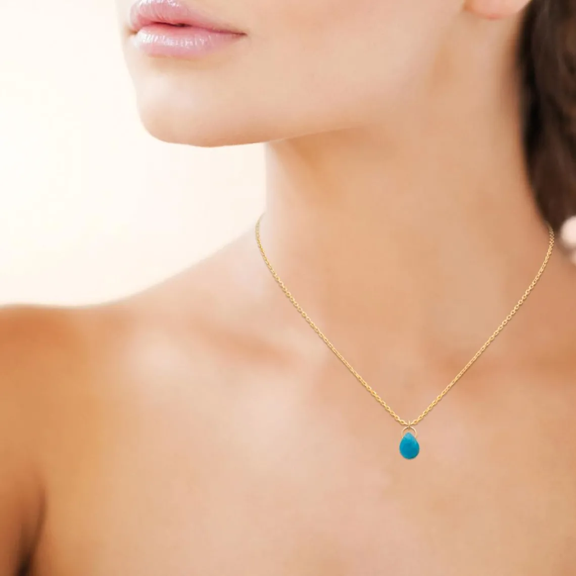 Maison de la Bijouterie Collier femme plaqué or pendentif apatite UW40Y045 | Femme Collier Et Pendentif