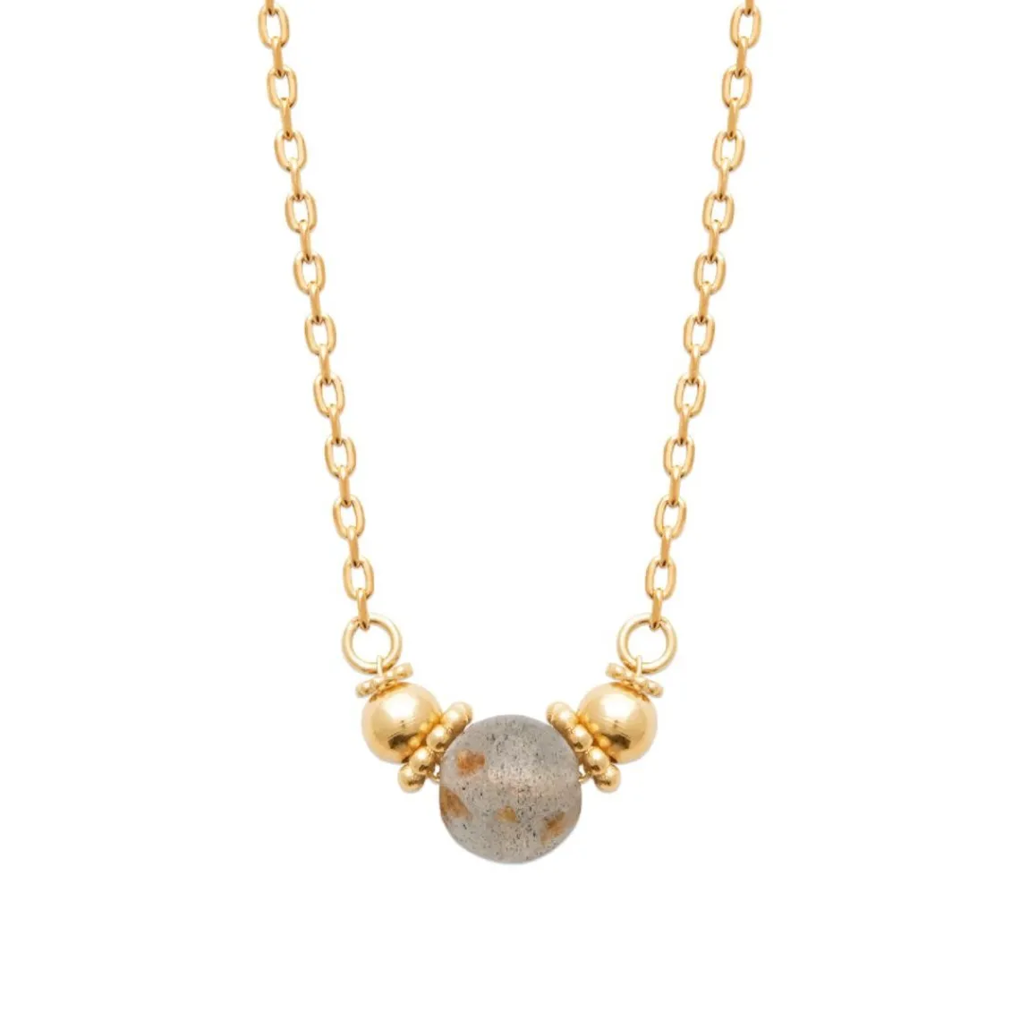 Maison de la Bijouterie Collier femme plaqué or pendentif labradorite UW400Z45 | Femme Collier Et Pendentif