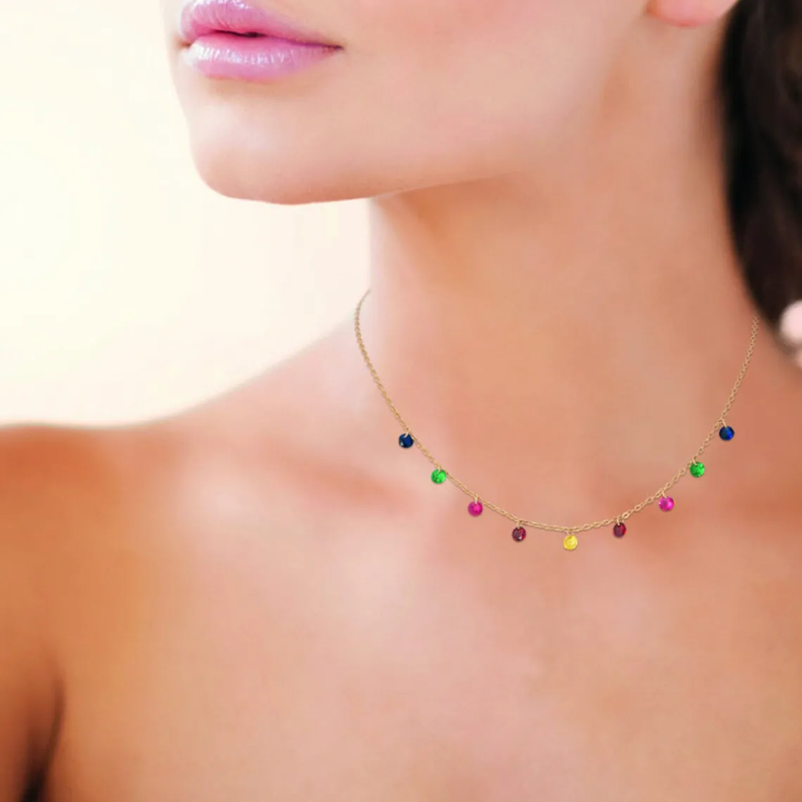 Maison de la Bijouterie Collier femme plaqué or teinté serti clos - UW34V345 | Femme Collier Et Pendentif