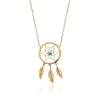 Maison de la Bijouterie Collier femme plaqué or turquoise serti clos - UWZW5W45 | Femme Collier Et Pendentif