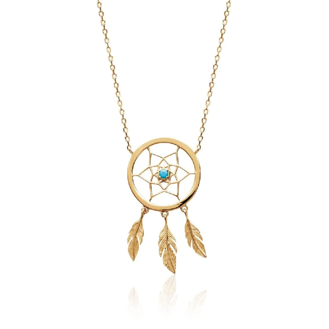 Maison de la Bijouterie Collier femme plaqué or turquoise serti clos - UWZW5W45 | Femme Collier Et Pendentif