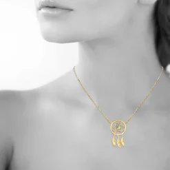 Maison de la Bijouterie Collier femme plaqué or turquoise serti clos - UWZW5W45 | Femme Collier Et Pendentif
