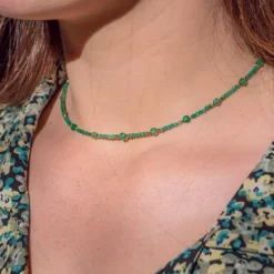 Sloya Collier Femme Paloma en pierres Agate Verte | Femme Collier Et Pendentif