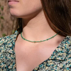 Sloya Collier Femme Paloma en pierres Agate Verte | Femme Collier Et Pendentif