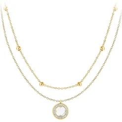 So Charm Bijoux Collier Femme So Charm - B2126-BLANC+B2370-DORE - Collier Mode Doré | Femme Collier Et Pendentif