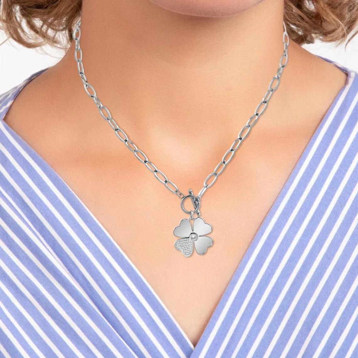 So Charm Bijoux Collier Femme So Charm - B2929 - Collier Trèfle Argenté | Femme Collier Et Pendentif