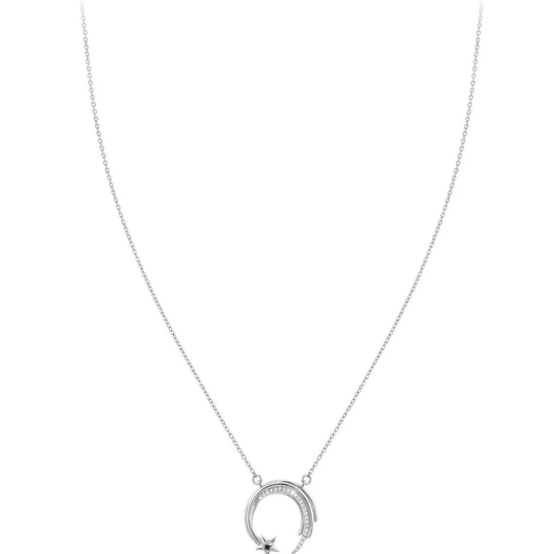 So Charm Bijoux Collier Femme So Charm - BD3301-ARGENT-DIAMANT-NOIR - Collier Mode Argenté | Femme Collier Et Pendentif