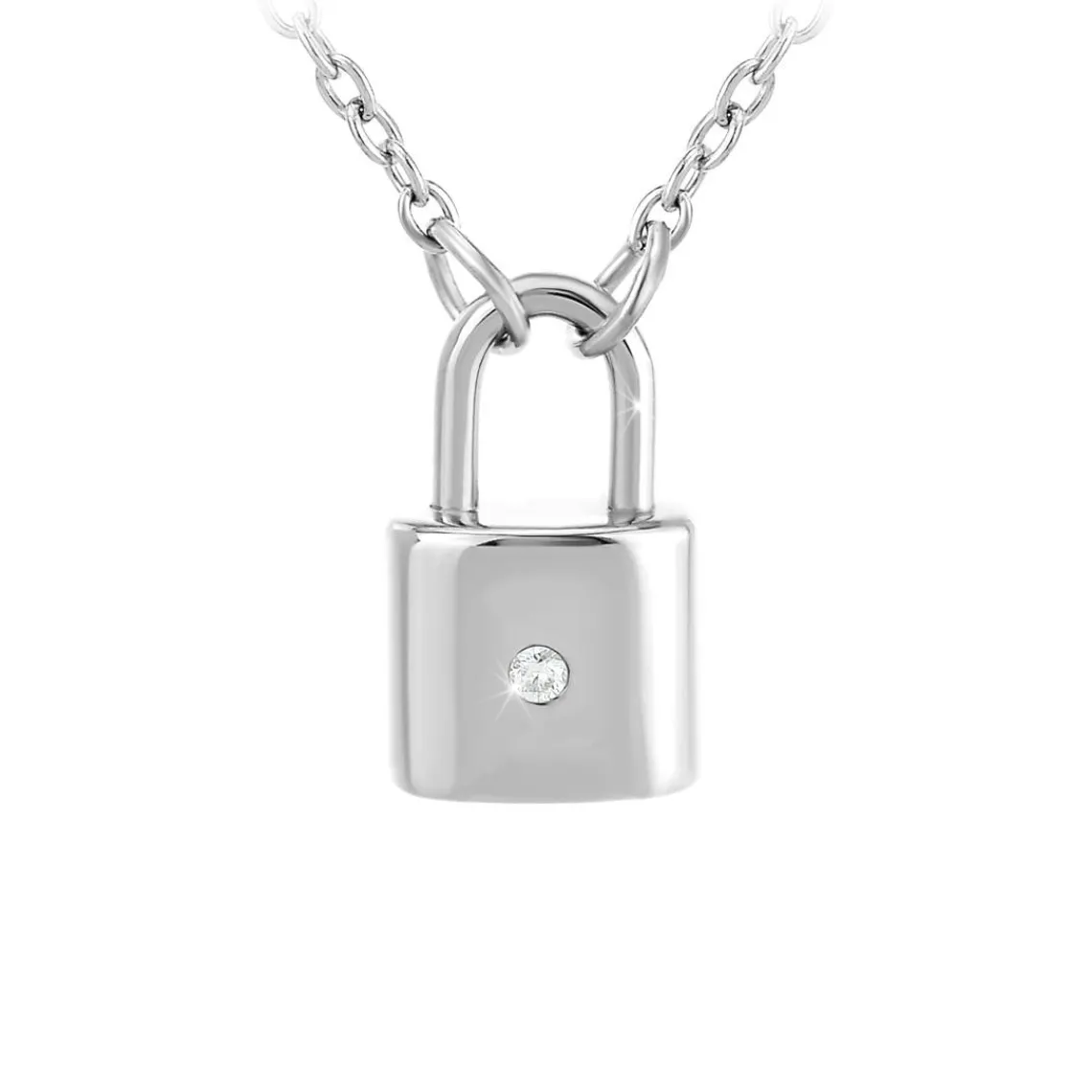 So Charm Bijoux Collier Femme So Charm - BD3169-ARGENT-DIAMANT - Collier Cadenas Argenté | Femme Collier Et Pendentif