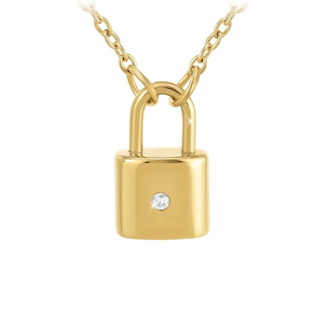 So Charm Bijoux Collier Femme So Charm - BD3169-DORE-DIAMANT - Collier Cadenas Doré | Femme Collier Et Pendentif