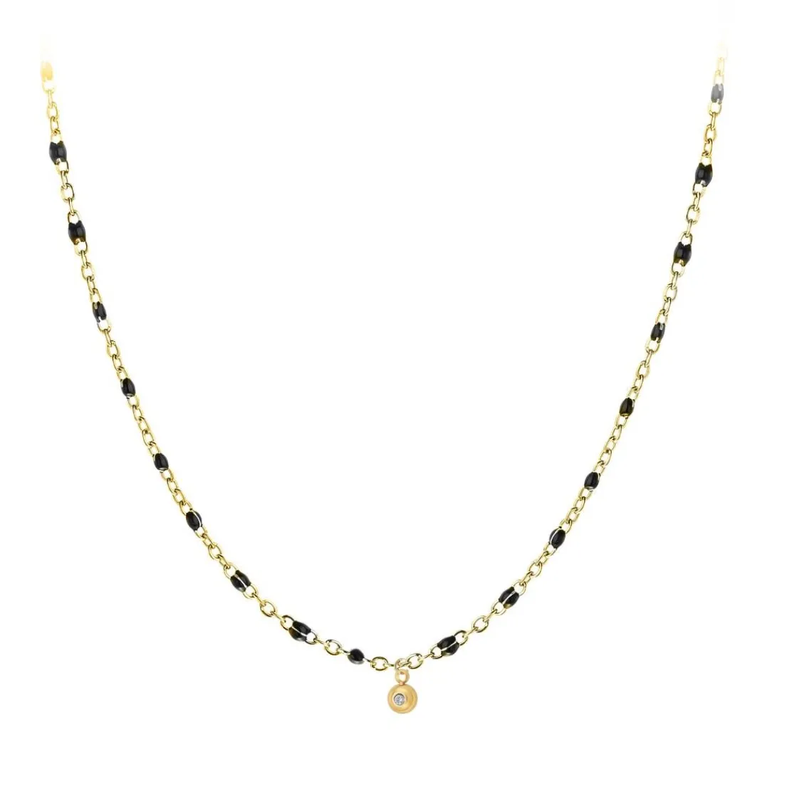 So Charm Bijoux Collier Femme So Charm - BD2394-NOIR-DIAMANT - Collier Mode Doré | Femme Collier Et Pendentif