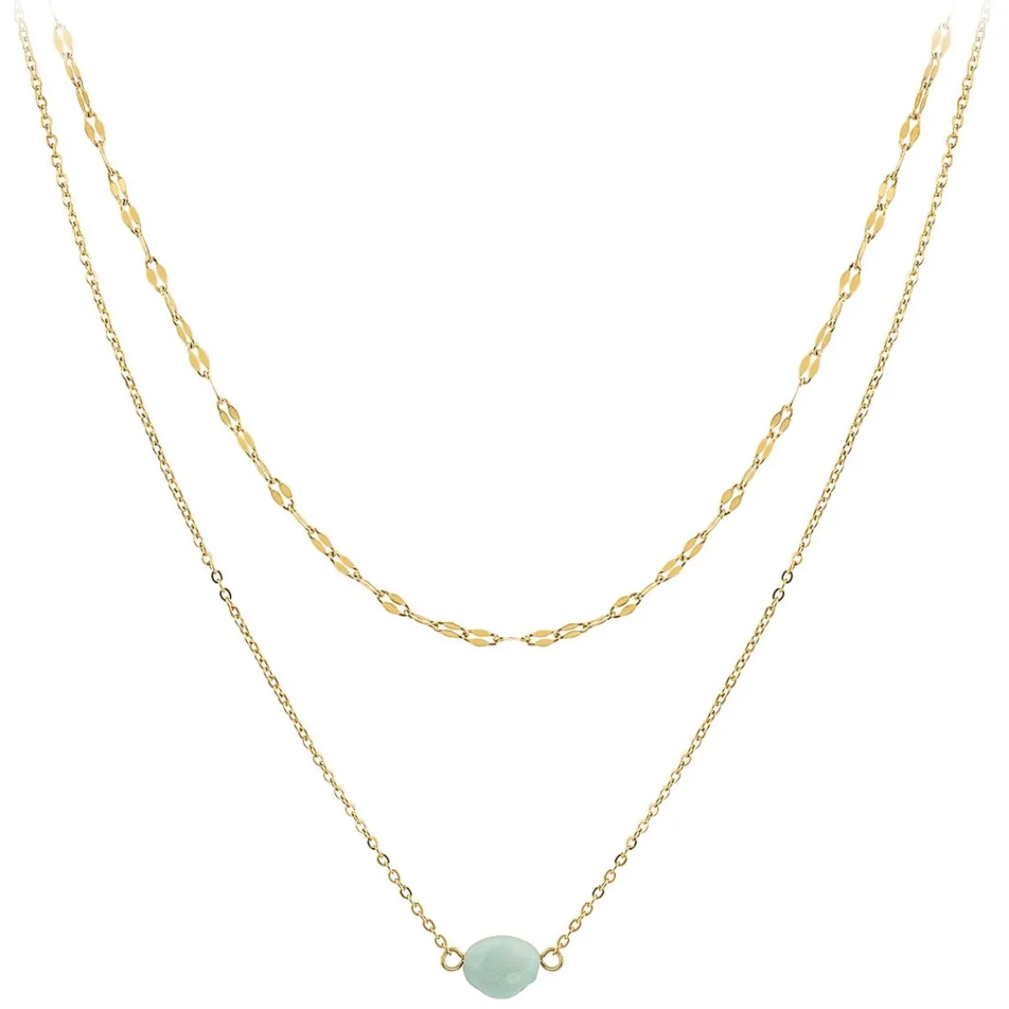 So Charm Bijoux Collier Femme So Charm - B4277-DORE-AMAZONITE - Collier Mode Doré | Femme Collier Et Pendentif
