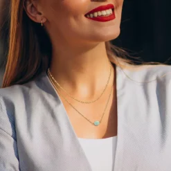 So Charm Bijoux Collier Femme So Charm - B4277-DORE-AMAZONITE - Collier Mode Doré | Femme Collier Et Pendentif