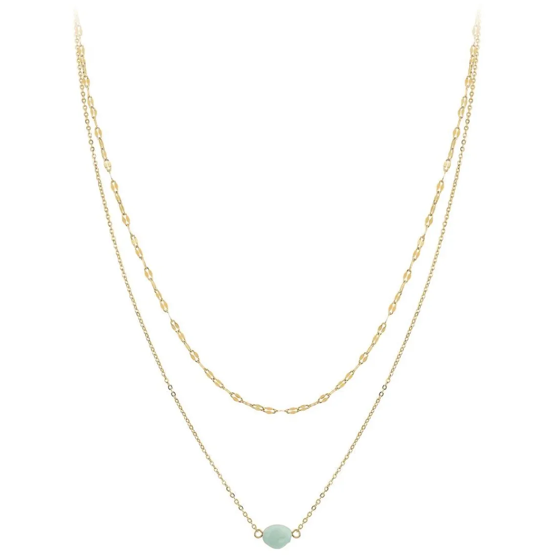 So Charm Bijoux Collier Femme So Charm - B4277-DORE-AMAZONITE - Collier Mode Doré | Femme Collier Et Pendentif