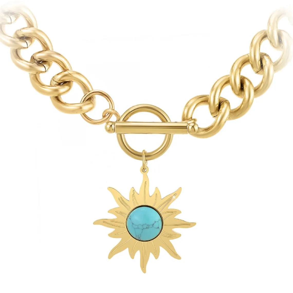 So Charm Bijoux Collier Femme So Charm - B3180-DORE+B3383-DORE-TURQUOISE Doré | Femme Collier Et Pendentif
