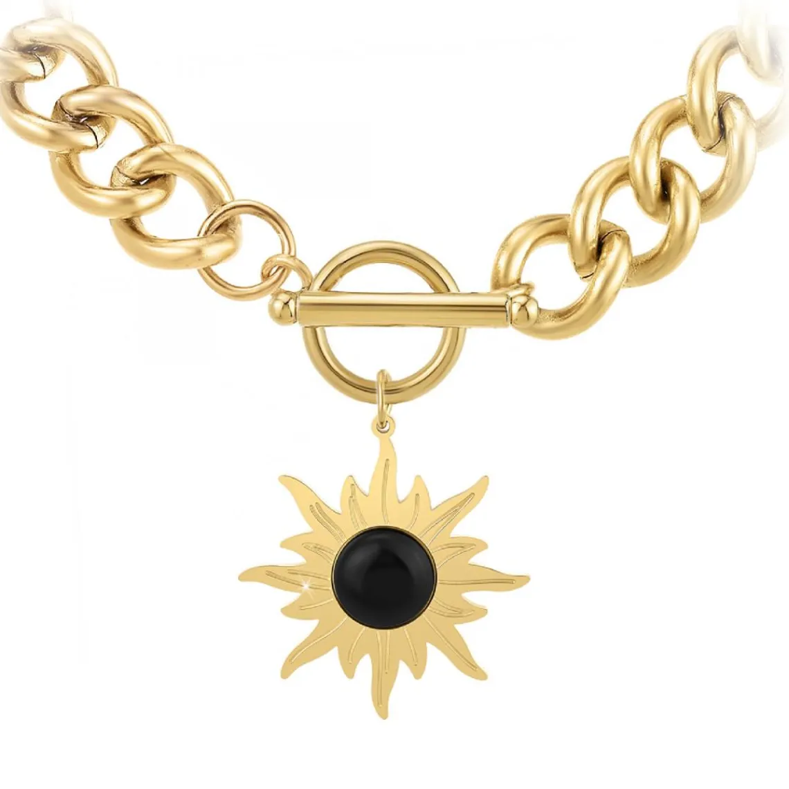 So Charm Bijoux Collier Femme So Charm - B3180-DORE+B3383-DORE-ONYX Doré | Femme Collier Et Pendentif