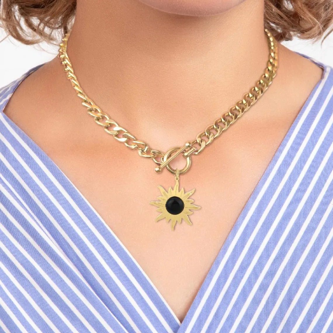 So Charm Bijoux Collier Femme So Charm - B3180-DORE+B3383-DORE-ONYX Doré | Femme Collier Et Pendentif
