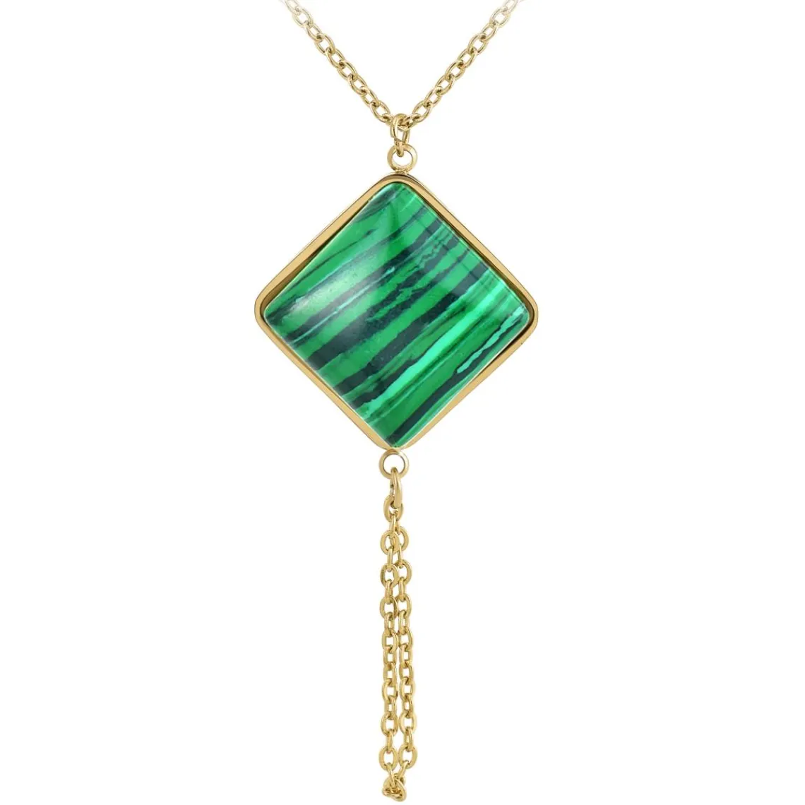 So Charm Bijoux Collier Femme So Charm - B3040-MALACHITE - Collier Mode Doré | Femme Collier Et Pendentif