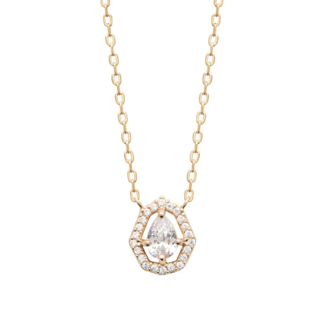 Maison de la Bijouterie Collier femme solitaire oxyde de zirconium plaqué or UW3WV345 | Femme Collier Et Pendentif