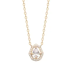 Maison de la Bijouterie Collier femme solitaire oxyde de zirconium plaqué or UW3WV345 | Femme Collier Et Pendentif