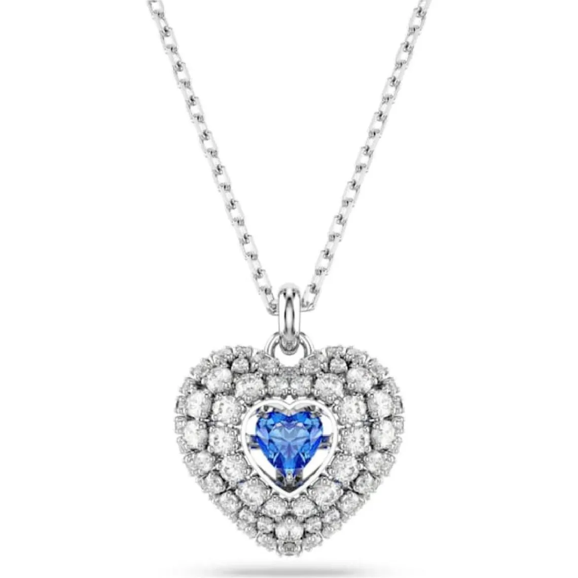 Swarovski Bijoux Collier Femme Swarovski Hyperbola Heart - 5680403 bleu,argent | Femme Collier Et Pendentif