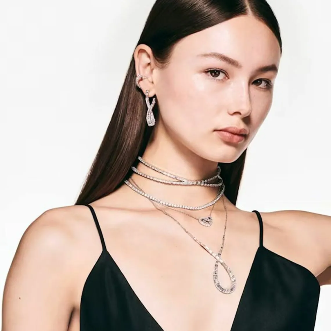 Swarovski Bijoux Collier Femme Swarovski Hyperbola L - 5679438 blanc,argent | Femme Collier Et Pendentif