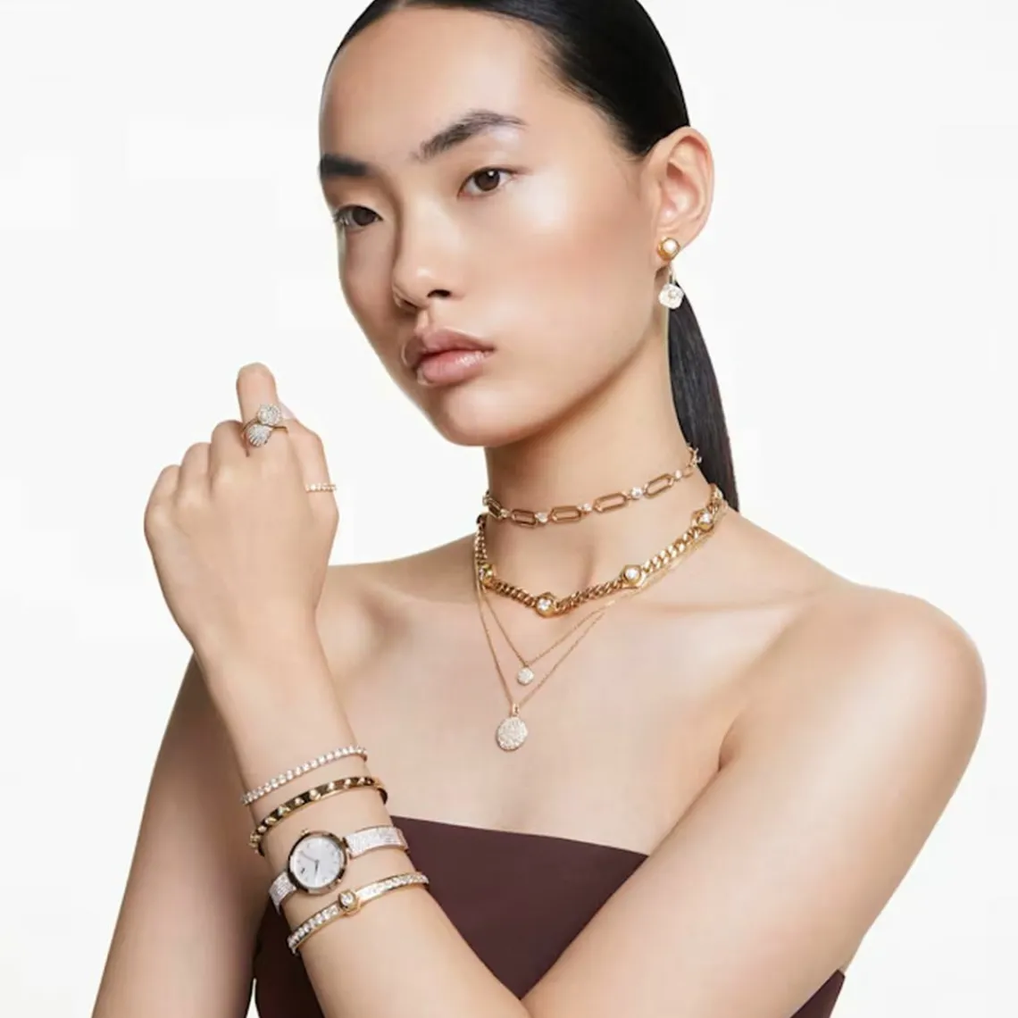 Swarovski Bijoux Collier Femme Swarovski Meteora - 5683442 doré | Femme Collier Et Pendentif