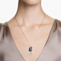 Swarovski Bijoux Collier Femme Swarovski Swan - 5678045 noir,doré rose | Femme Collier Et Pendentif