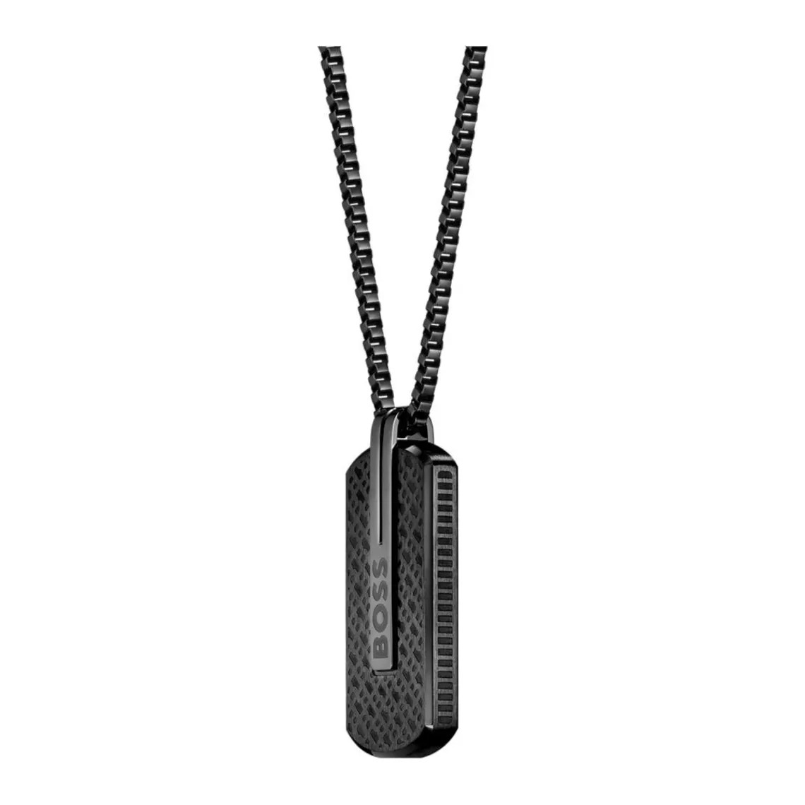 Boss Bijoux Collier Homme en Acier Noir | Homme Colliers Et Pendentifs