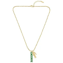 Lacoste Collier Homme Umpire - 2040488 Acier Doré, Vert | Homme Colliers Et Pendentifs