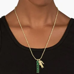 Lacoste Collier Homme Umpire - 2040488 Acier Doré, Vert | Homme Colliers Et Pendentifs