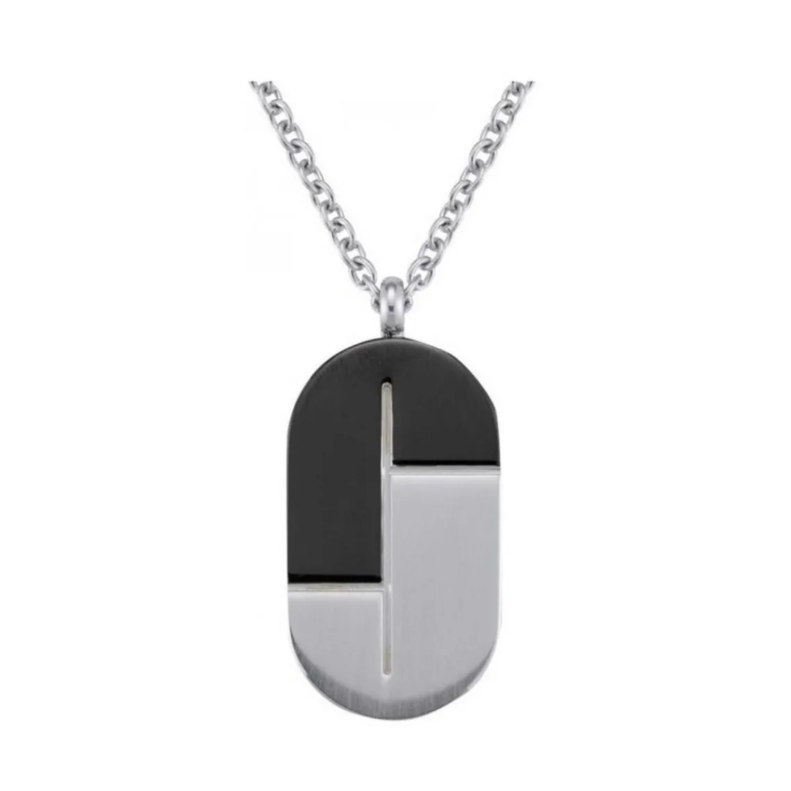 Jourdan Collier JOTUN UN019H - Collier En Acier Bicolore Noir Homme | Homme Colliers Et Pendentifs