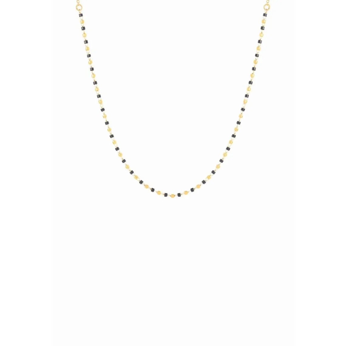 Clyda Bijoux Collier Naturelle Acier Doré 1 Rang Et Perles Miyuki Noires | Femme Collier Et Pendentif