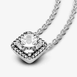 Pandora Collier Timeless Halo Scintillant Carré | Femme Collier Et Pendentif