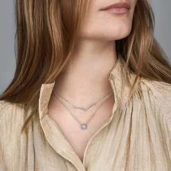 Pandora Collier Timeless Halo Scintillant Carré | Femme Collier Et Pendentif