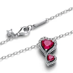 Pandora Collier à Pendentif Cœurs Halo Rouge | Femme Collier Et Pendentif