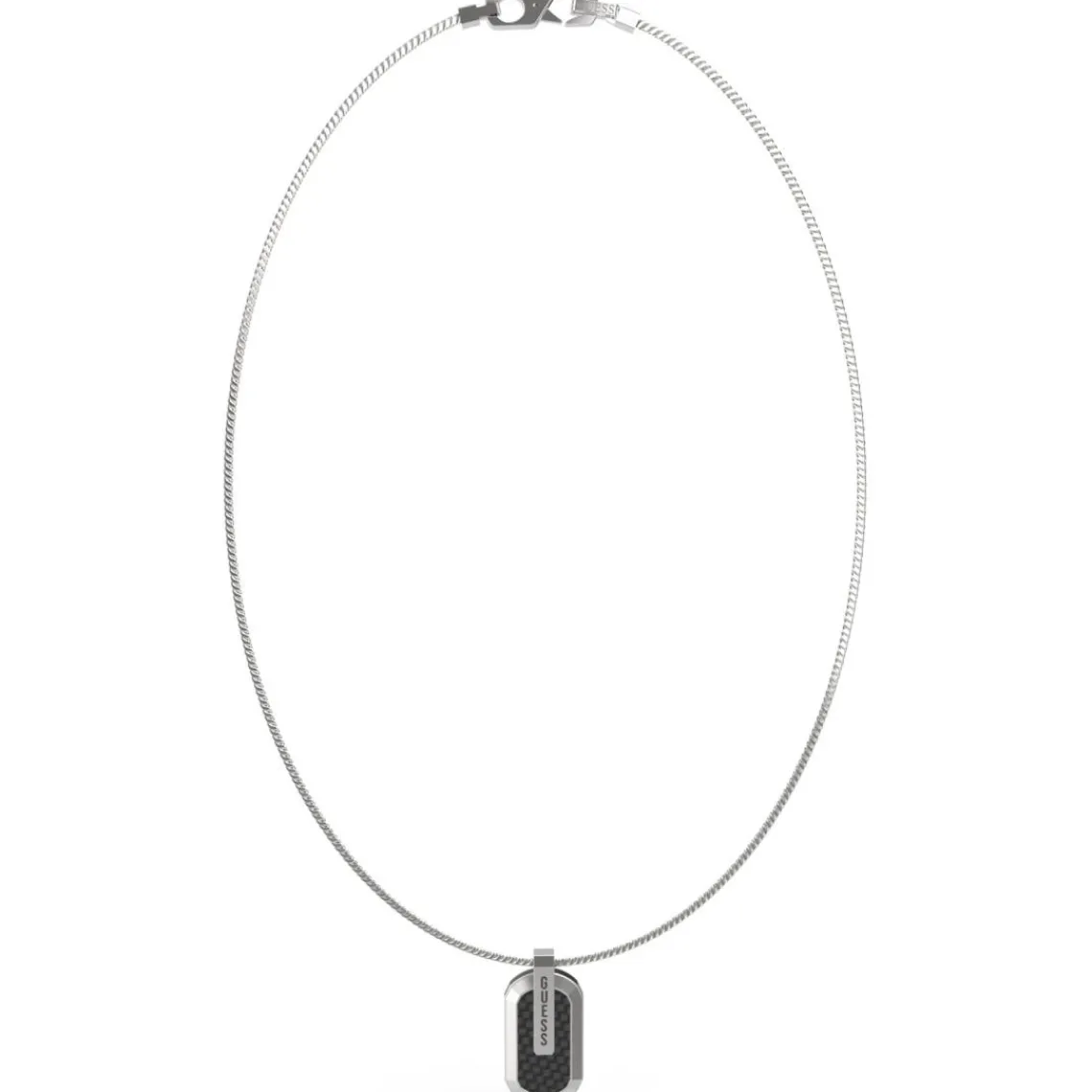 Guess Bijoux Collier Racer Tag Acier Rhodié, Fibre De Carbone Et Émail | Homme Colliers Et Pendentifs