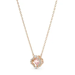 Swarovski Bijoux Collier Swarovski 5514488 - Collier métal rose médaille strass Femme | Femme Collier Et Pendentif