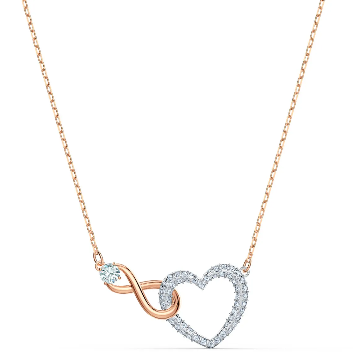 Swarovski Bijoux Collier Swarovski 5518865 - Collier or doré et argenté pendentif cœur infini Femme | Femme Collier Et Pendentif