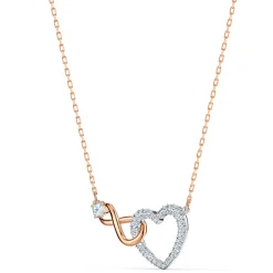 Swarovski Bijoux Collier Swarovski 5518865 - Collier or doré et argenté pendentif cœur infini Femme | Femme Collier Et Pendentif