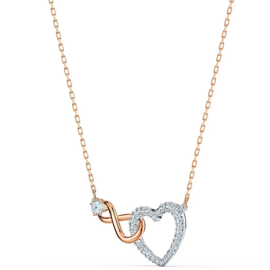 Swarovski Bijoux Collier Swarovski 5518865 - Collier or doré et argenté pendentif cœur infini Femme | Femme Collier Et Pendentif