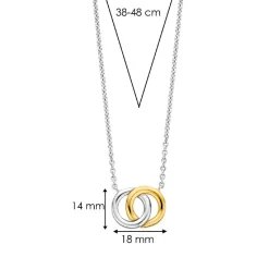 Ti Sento Collier - 3822SY Argent Bicolore Deux Anneaux Entrelacés | Femme Collier Et Pendentif