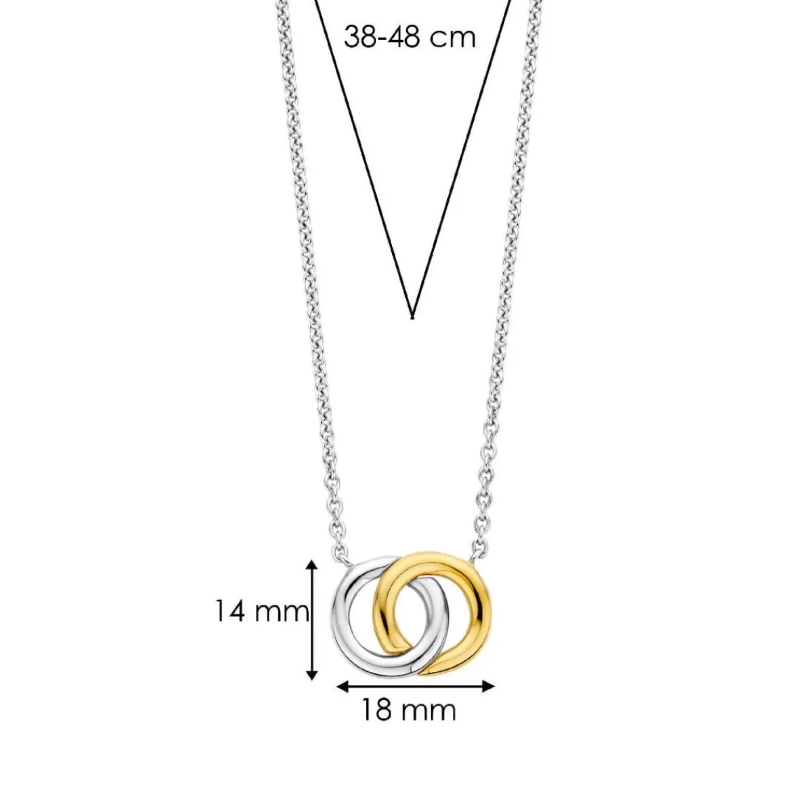 Ti Sento Collier - 3822SY Argent Bicolore Deux Anneaux Entrelacés | Femme Collier Et Pendentif