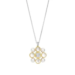 Ti Sento Collier - 34046YP Argent Doré Perles Synthétiques Et Oxyde De Zirconium Rond | Femme Collier Et Pendentif