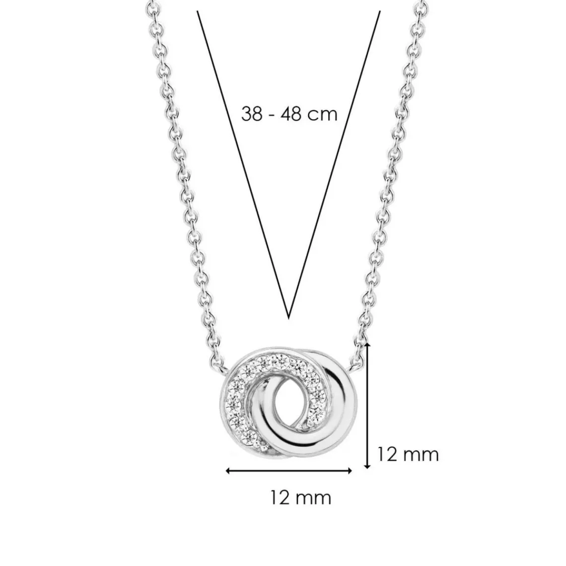 Ti Sento Collier 3915ZI - Collier Argent 2 Anneaux Entrelacés | Femme Collier Et Pendentif
