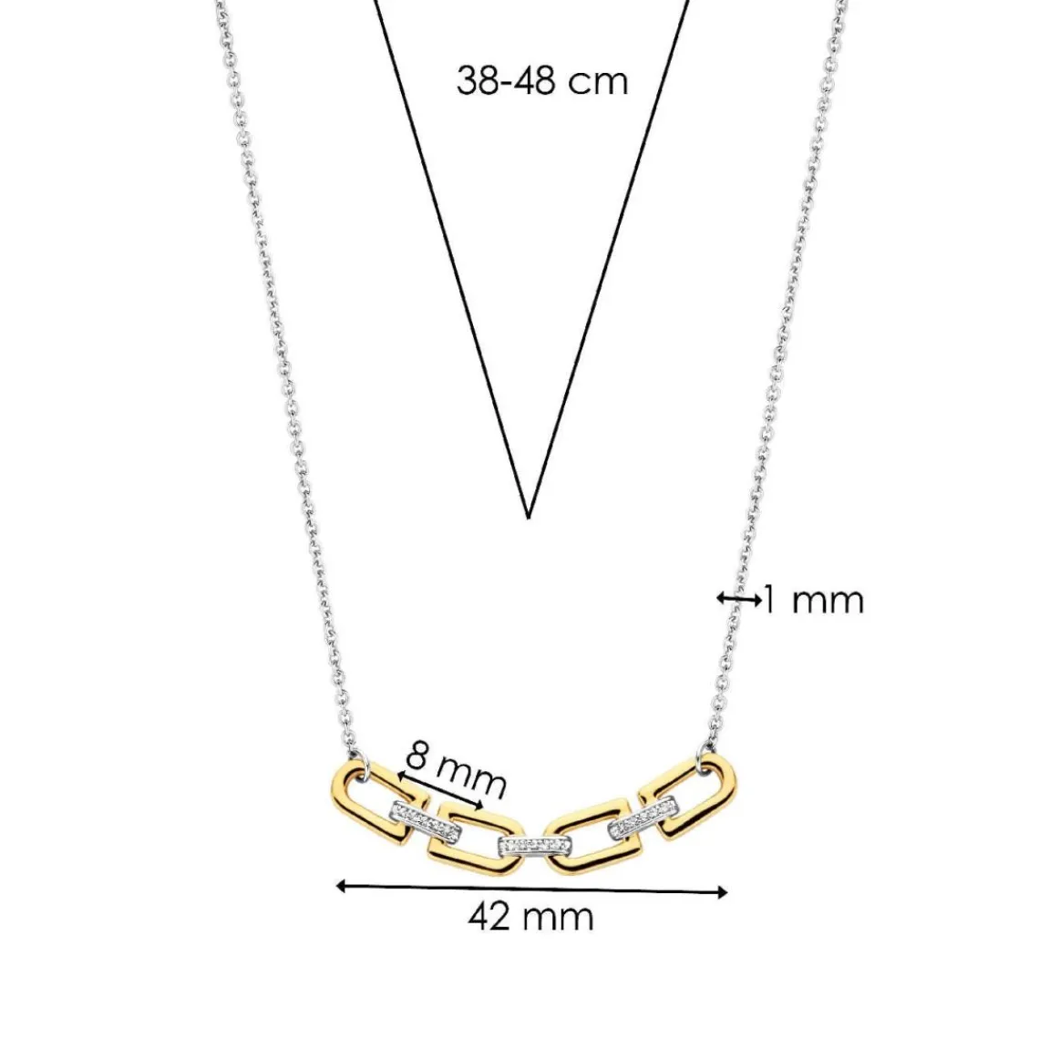 Ti Sento Collier - 34044ZY Argent Doré Liens Et Pavage | Femme Collier Et Pendentif
