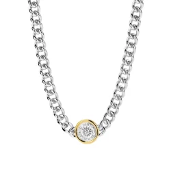 Ti Sento Collier - 34051ZY Argent Rhodié Et Pièce Serti Doré | Femme Collier Et Pendentif